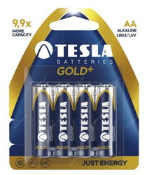 Baterie AA (R6) alkalická TESLA GOLD+ AA (blistr 4ks) 1,5V