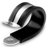 Kabelová příchytka, objímka P-clip ocelová potažená gumou pro průměr kabelu  8,0mm šíře 12mm