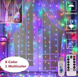 LED osvětlení vánoční do oken 100x LED multicolor, rozměr 3x1m, napájení USB