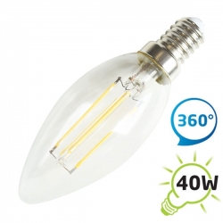 LED žárovka E14 4W 4x LED filament Retro svíčka C37 bílá teplá 400lm 230V