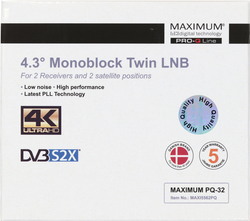 Maximum LNB TWIN monoblock 4,3° PQ-32 Gold 0,1dB