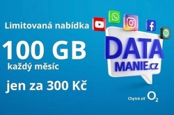 Předplacená SIM karta O2 SIM karta Datamánie 100GB za 300Kč na měsíc - bazar