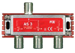 Rozbočovač FTE AS 3, rozsah 5-2400 MHz, F-konektor