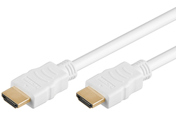 Šnůra HDMI High Speed + Ethernet, zlacené konektory, 2m bílá
