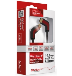 Šnůra HDMI High Speed Barkan HD18S2 1,8m pozlacené úhlové konektory