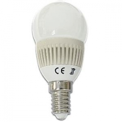 LED žárovka E14 5W 12x HIGH LED koule 45mm bílá teplá 230V