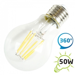 Žárovka LED E27 6W 4x LED filament A60 Retro bílá teplá 600lm 230V