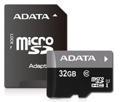 Paměťová karta ADATA 32GB Premier micro SDHC UHS-I CL10 A1 (čtení/zápis: 85/20MB/s) + SD adaptér