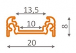 AL profil pro LED pásky plochý + plexi 20x8mm 1m