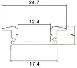 AL profil pro LED + plexi pro zapuštění 24,7x7mm l=1m