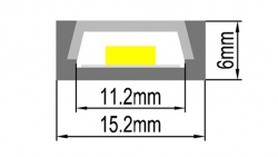 AL profil pro LED pásky plochý + plexi 15,2x6mm 1m