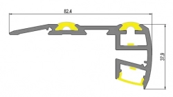AL profil Stair pro LED pásky, s plexi, 1m