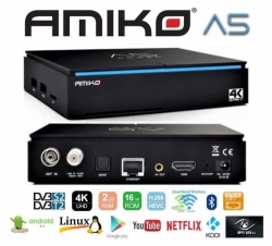 Amiko A5 satelitní příjímač Combo S2/T2/C hybrid s Android (HEVC)