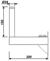 Antenní držák na zeď s T základnou,délka 20cm, výška 15cm, d=28mm