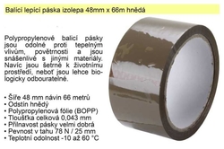 Balící lepící páska izolepa 48mm x 66m hnědá