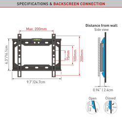 Držák TV Barkan 202+, E202+.B fixní do 200x200mm, pro TV 13"- 43" (33-109cm), do 40kg