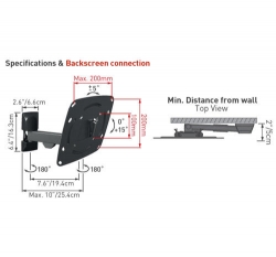 Držák TV Barkan 230, E230.B - 3 pohybový - LCD do 25kg, do 200x200mm 