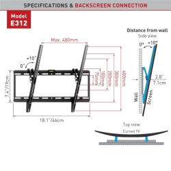 Držák TV Barkan 312, E312 - Naklápěcí do 30kg 60"