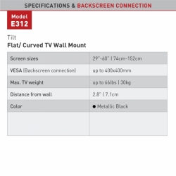 Držák TV Barkan 312, E312 - Naklápěcí do 30kg 60"