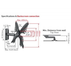 Držák TV Barkan 33, 33C.B - 3 pohybový, TV do 30kg, do 400x400mm  - kopie