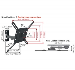 Držák TV Barkan 330, E330.B - 3 pohybový, TV do 30kg, do 400x400mm 