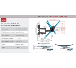 Držák TV Barkan 3400, 3400.B - 4 pohybový  do 400x400mm, 40kg, do 65" 