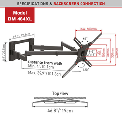 Držák TV Barkan 464XL, BM 464XL - 4 pohybový, extra prodloužený, nosnost 50kg - Doprava zdarma !!!