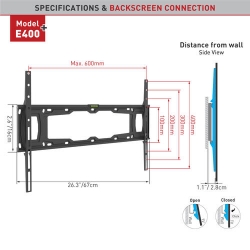 Držák TV Barkan E400+, Fixní do 600x400mm, 60kg, TV do 90"