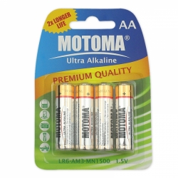 Baterie AA (R6) alkalická MOTOMA Ultra Alkaline (blistr 4ks) 1,5V