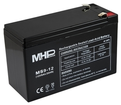 Baterie olověná, akumulátor MHPower MS9-12 AGM 12V/9Ah, Faston F2 - 6,3mm