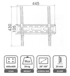 Držák na TV Geti GWM5010 26''-50'' 30kg fixní