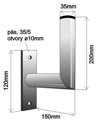 Držák na zeď 15 cm, průměr 35 mm