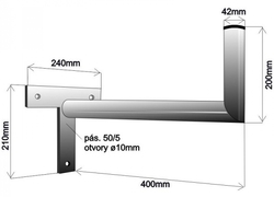 Držák na zeď 40 cm, průměr 42 mm, T základna, žárový zinek