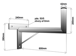 Držák na zeď 60cm, vzpěra, průměr 42mm, žárový zinek 