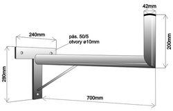 Držák na zeď 70cm, vzpěra, průměr 42mm, žárový zinek