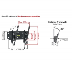 Držák TV Barkan 21H, E21H.B - Naklápěcí - do 200x200mm, 40kg