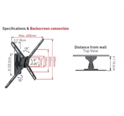 Držák TV Barkan 32, E32.B - 2 pohybový, do 30kg, do 400x400mm 