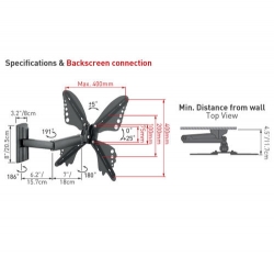 Držák TV Barkan 34, E34.B - 4 pohybový, 75x75 až 400x400mm, 25kg, TV 20-56"