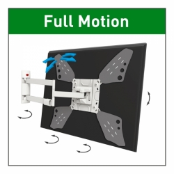 Držák TV Barkan 3400LW - 4 pohybový - prodloužený, do 600x400mm, 40kg, do 65", bílý