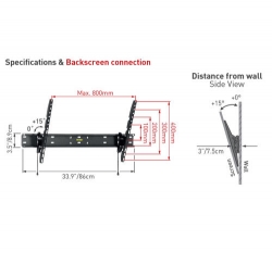 Držák TV Barkan 41 - Naklápěcí do 800x400mm, 60kg, TV do 80" 