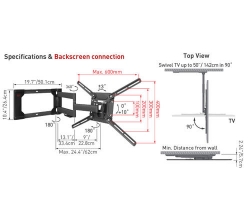 Držák TV Barkan 44F, E44F.B - prodloužený, do 50kg, 80" do 600x400mm