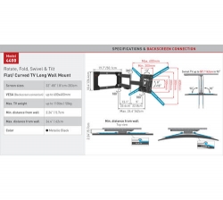 Držák TV Barkan 4400 - 4 pohybový - prodloužený, do 600x400mm, 50kg, do 80"