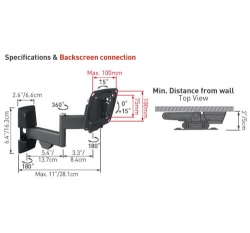 Držák TV Barkan E 140. B - 4 pohybový, do 15kg, 75x75 až 100x100mm, do 28"(72cm) 