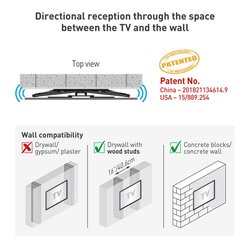 Držák TV Barkan VTM464L - vícepohybový držák s integrovanou aktivní 30dB UHF DVB-T2 anténou, VESA do 600x400, nosnost 60kg