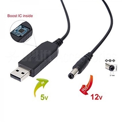 Redukce, step-up měnič USB 5V / DC5,5x2,1mm 12V/1A