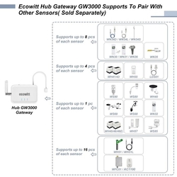 Wifi brána Ecowitt GW3000 Wi-Fi a Ethernetem pro IoT, s teploměrem, vlhkoměrem a barometrem