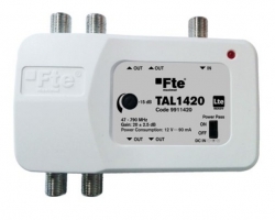 FTE linkový zesilovač TAL 1420 s LTE filtrem a regulací zisku, 4x výstup