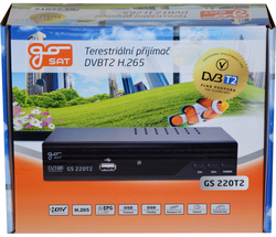 Terestriální přijímač GoSAT GS220T2 HEVC H.265 DVB-T/T2