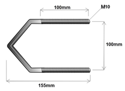 Hákový šroub M10, třmen tvaru V rozteč R100mm