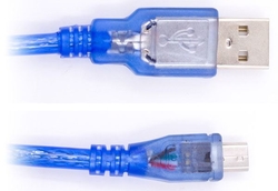 Kabel USB 2.0 A male > micro USB B male 1m modrý průhledný